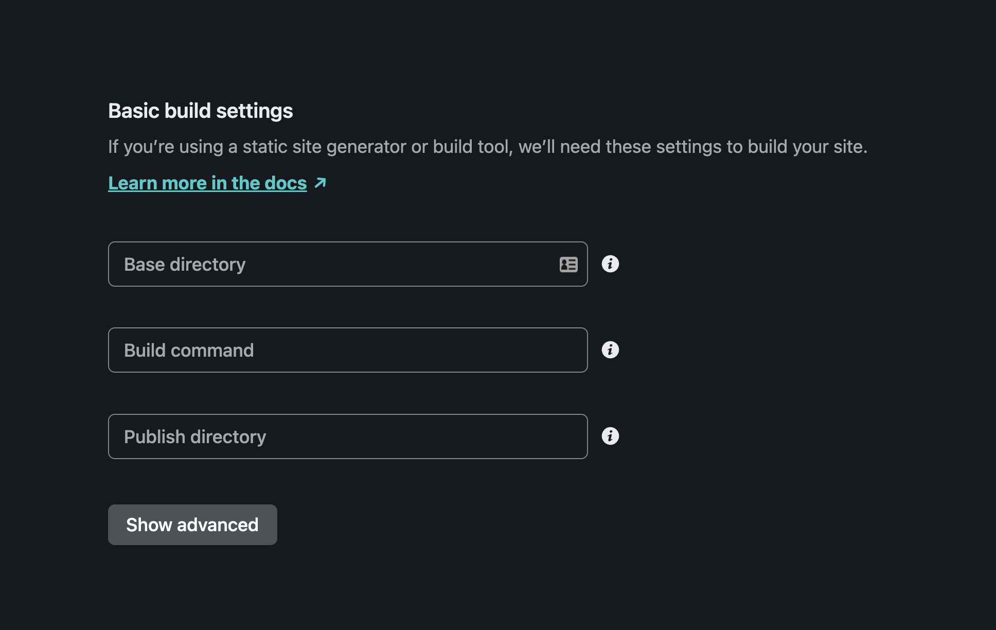 Netlify configuration settings