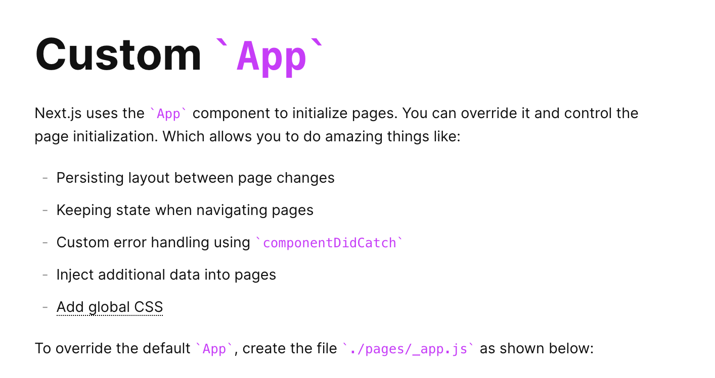 Next.js Use A Custom App